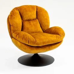 Fauteuil pivotant en velours ocre - Topi