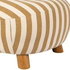 Fauteuil rayé en coton camel et bois d'hévéa - Belly