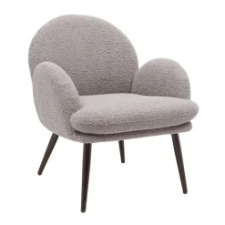 Fauteuil tissu effet laine bouclette gris foncé - Oria