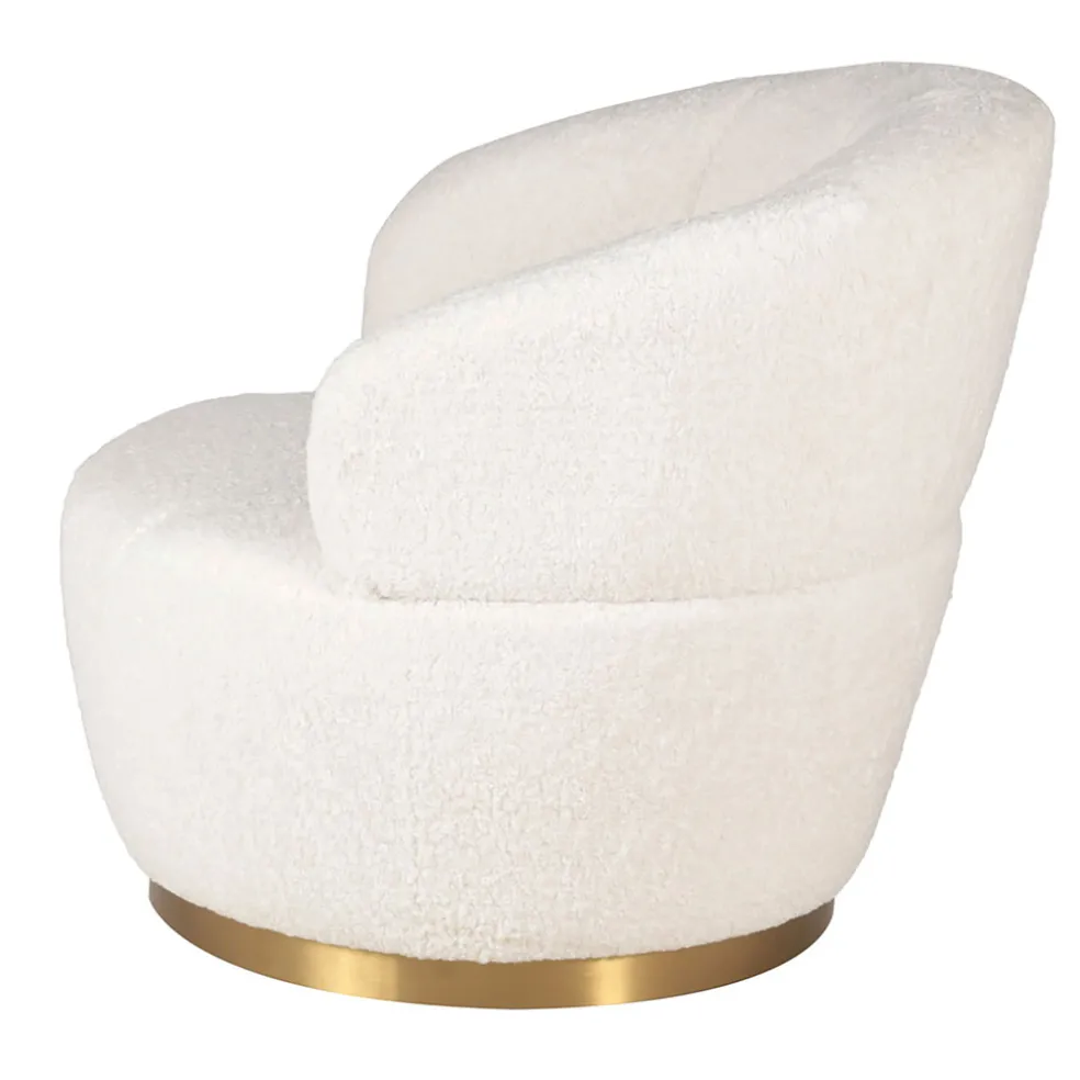 Fauteuil tissu effet mohair écru - Vesna