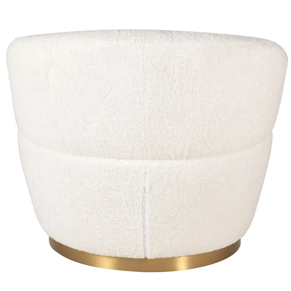 Fauteuil tissu effet mohair écru - Vesna