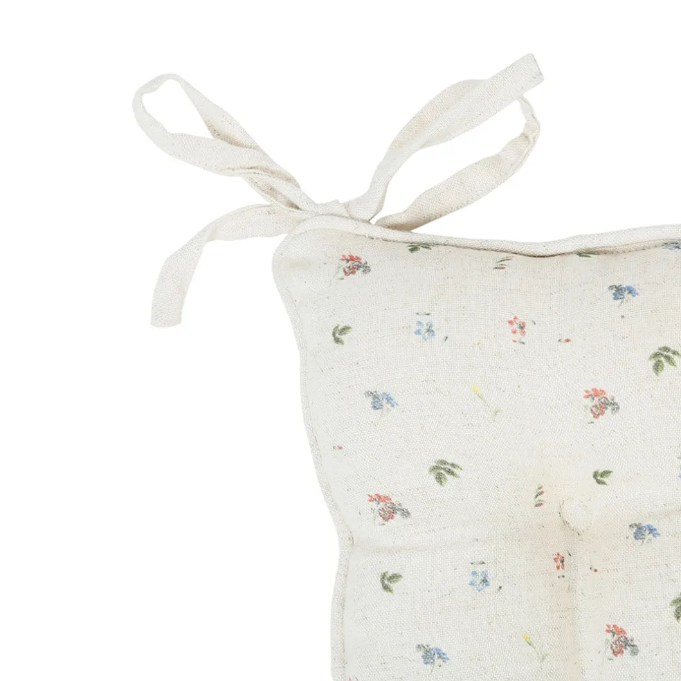 Galette chaise carrée p'tite fleur naturel 40x40cm en coton