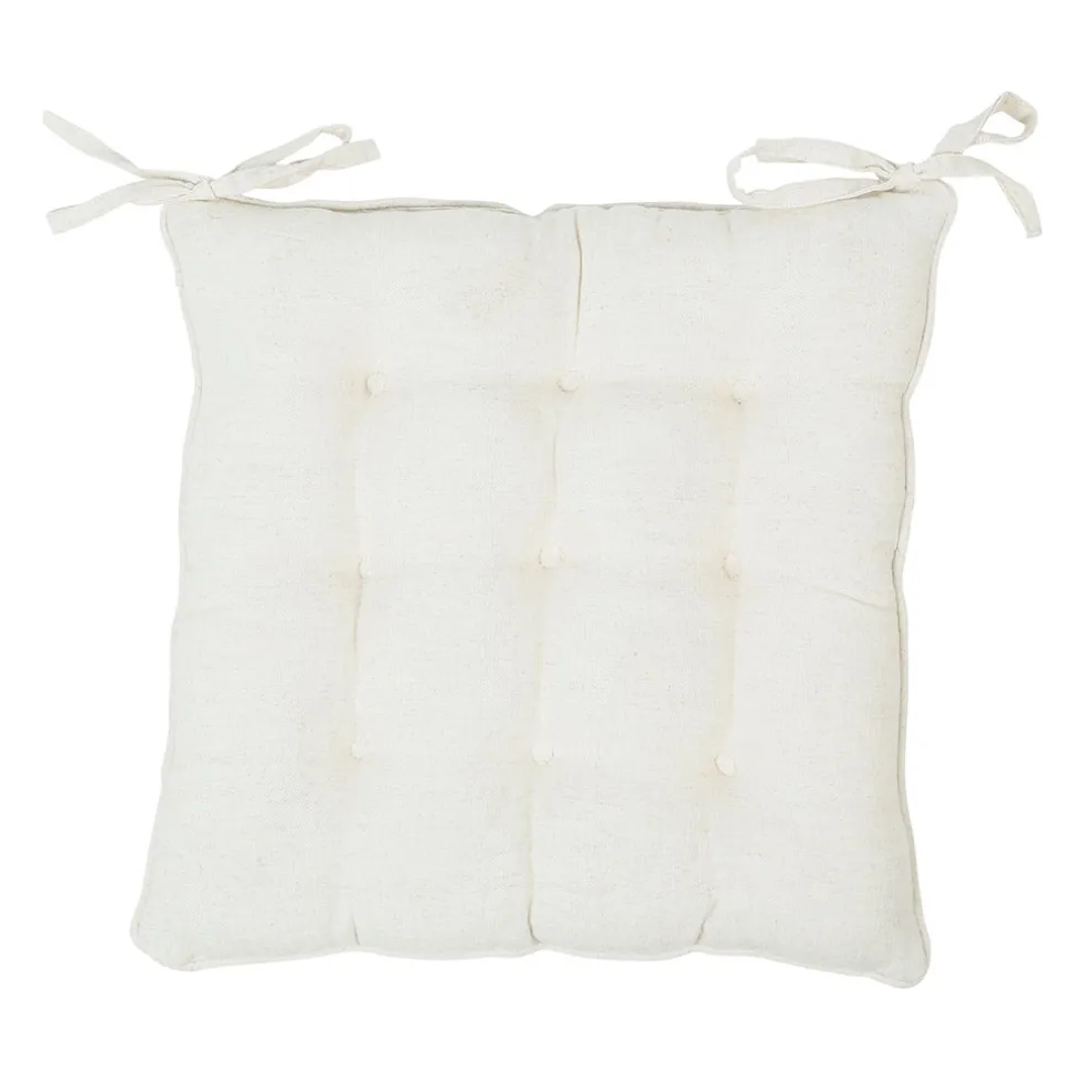 Galette chaise carrée p'tite fleur naturel 40x40cm en coton