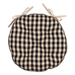 Galette chaise ronde en coton noir d40cm - Campagne