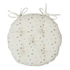 Galette chaise ronde p'tite fleur naturel d40cm en coton