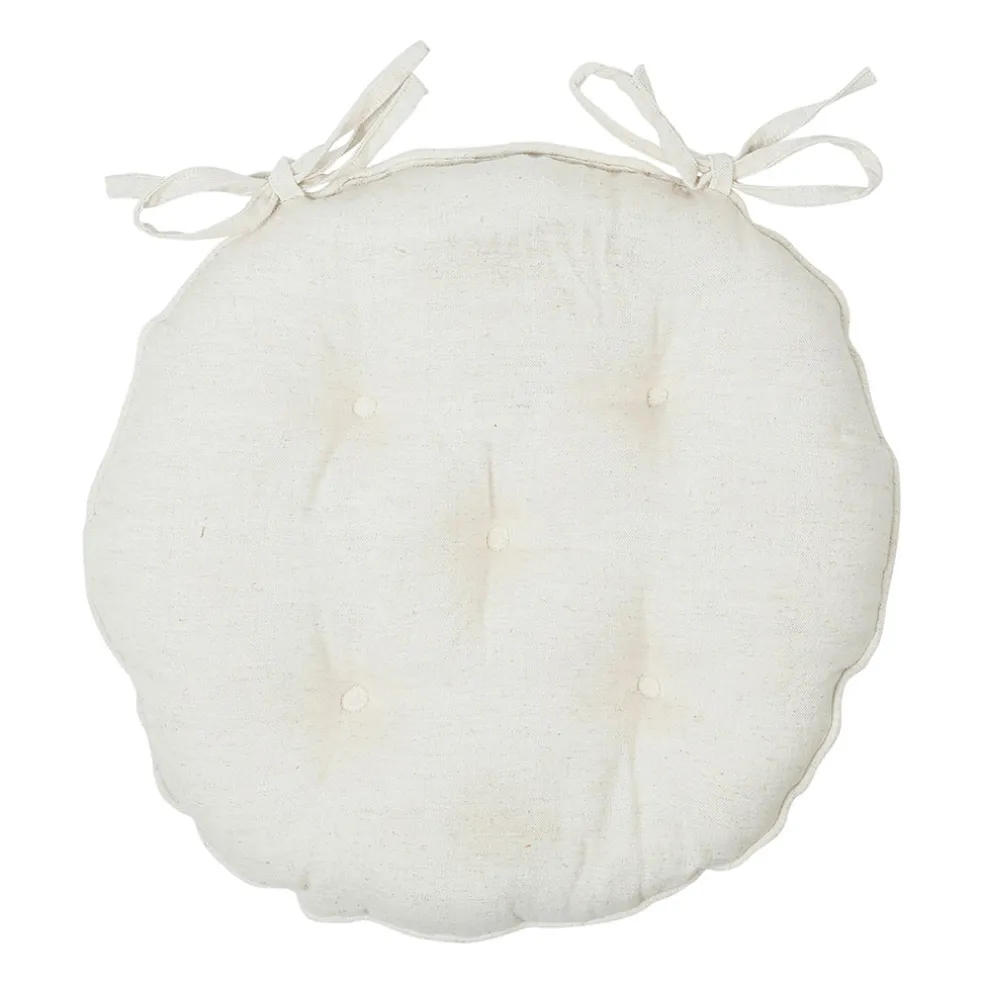 Galette chaise ronde p'tite fleur naturel d40cm en coton