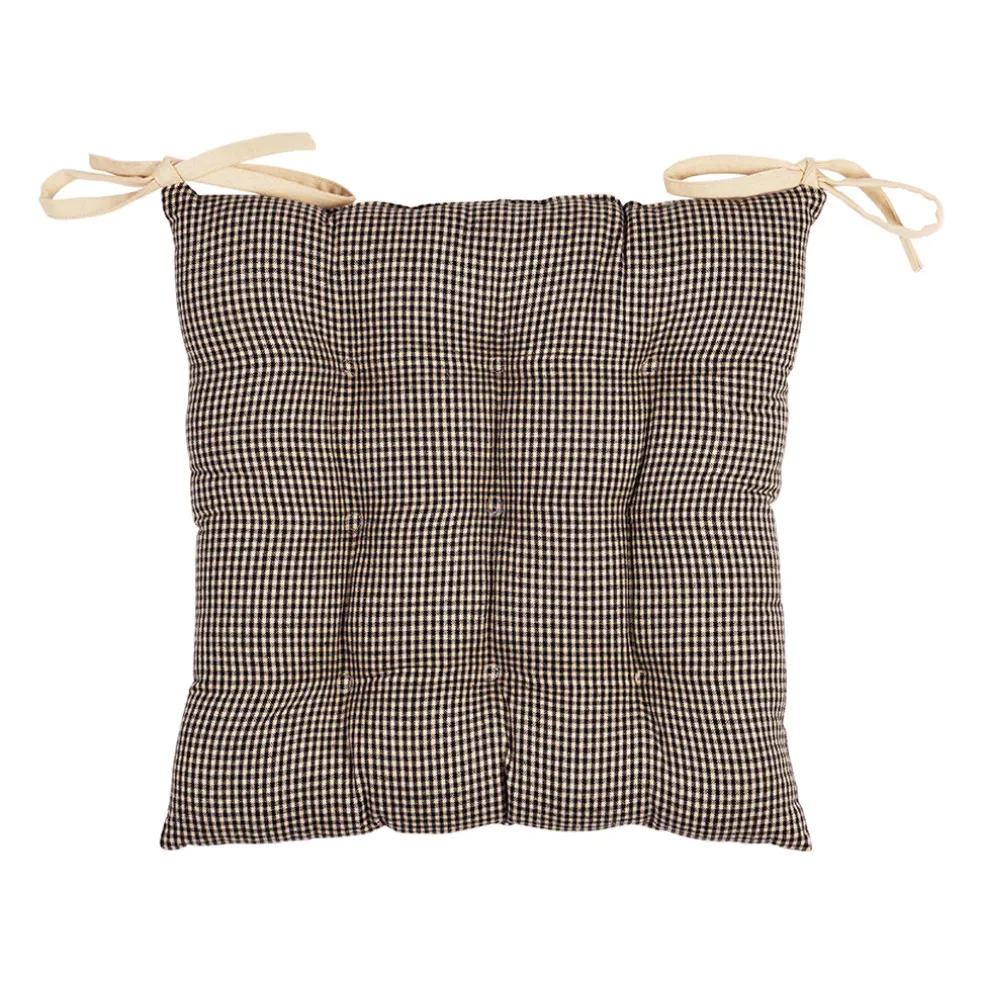 Galette de chaise carré en coton noir 40x40cm - Campagne