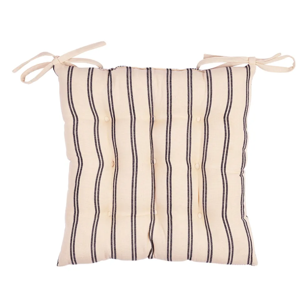 Galette de chaise carré en coton noir 40x40cm - Campagne