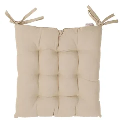 Galette de chaise carrée beige en coton