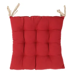 Galette de chaise carrée mami rouge en coton