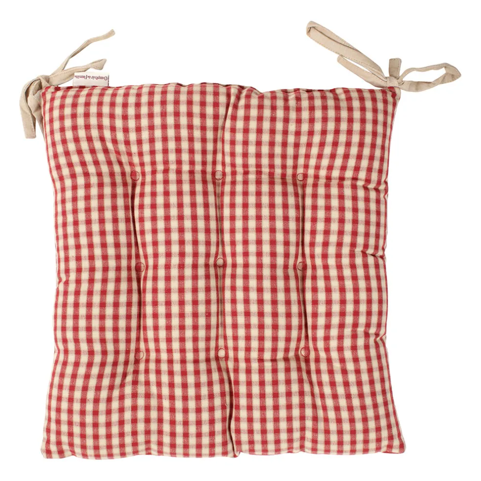 Galette de chaise carrée mami rouge en coton