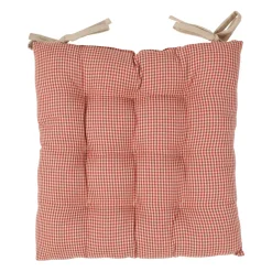 Galette de chaise carrée rouge en coton