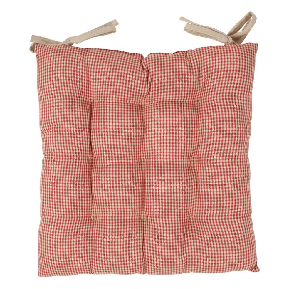 Galette de chaise carrée rouge en coton