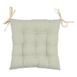 Galette de chaise en coton vichy sauge 40x40cm - Campagne