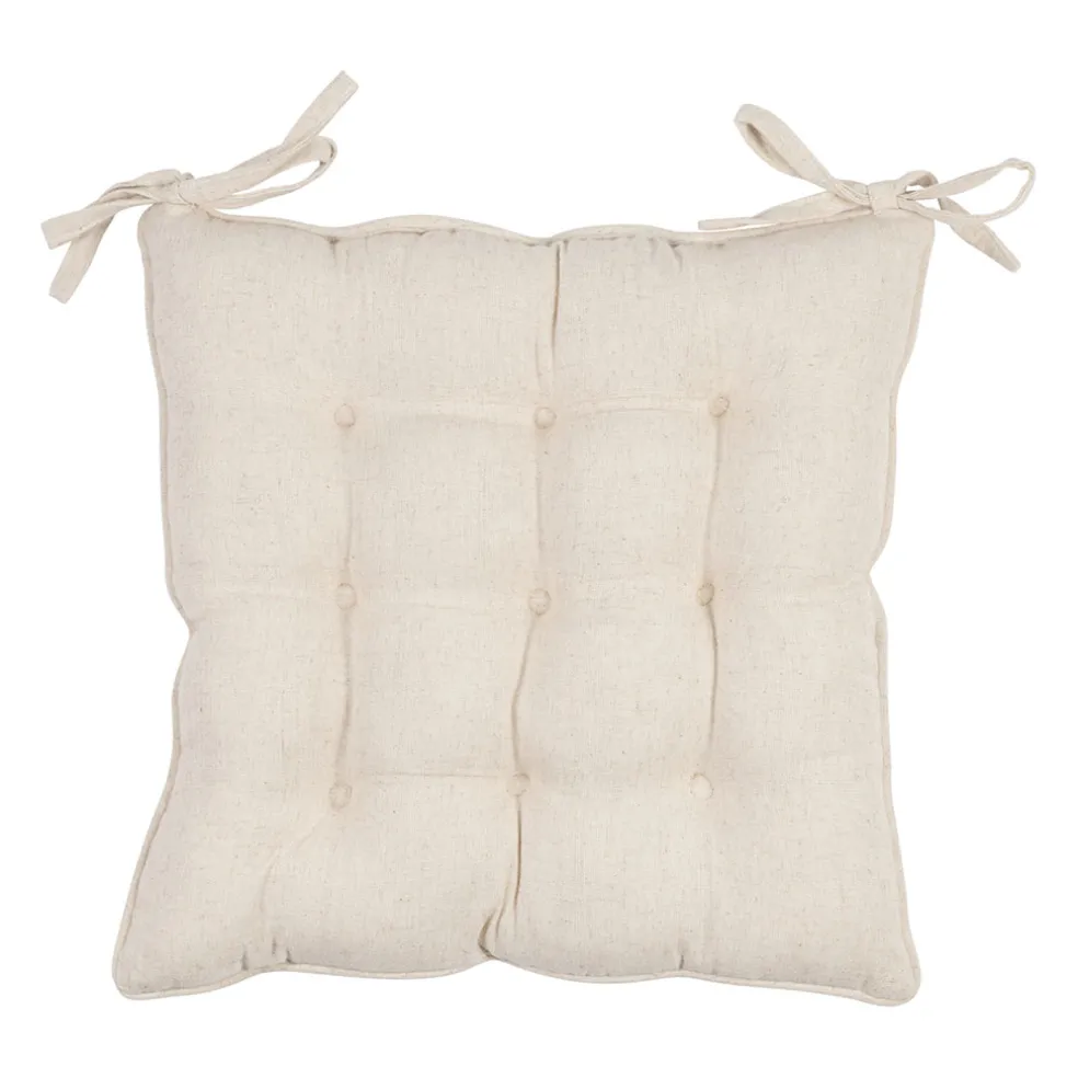 Galette de chaise en coton beige 40x40cm - Lucile