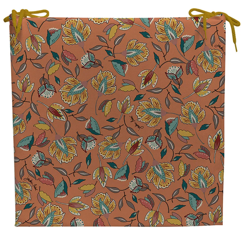 Galette de chaise extérieure en coton terracotta 40x40cm - Kerala