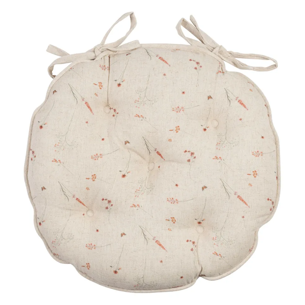 Galette de chaise ronde en coton beige d40cm - Lucile