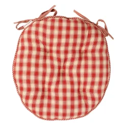 Galette de chaise ronde rouge en coton