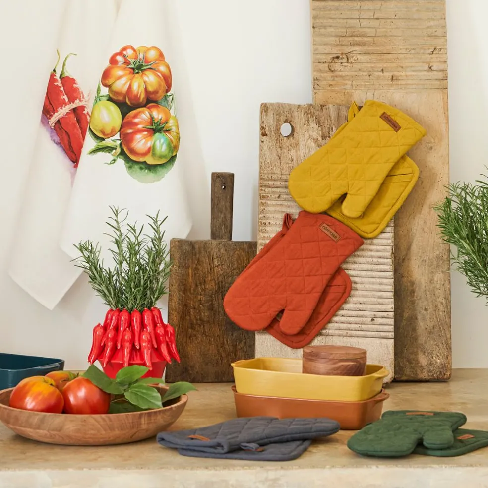 Gant et manique en coton anthracite - Cellier