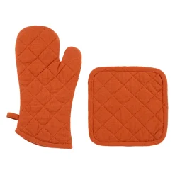 Gant et manique en coton brique - Cellier