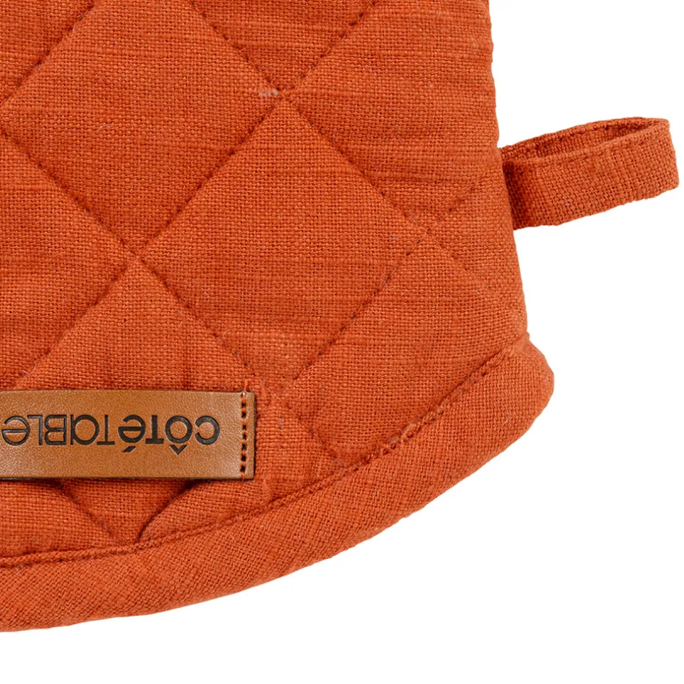 Gant et manique en coton brique - Cellier