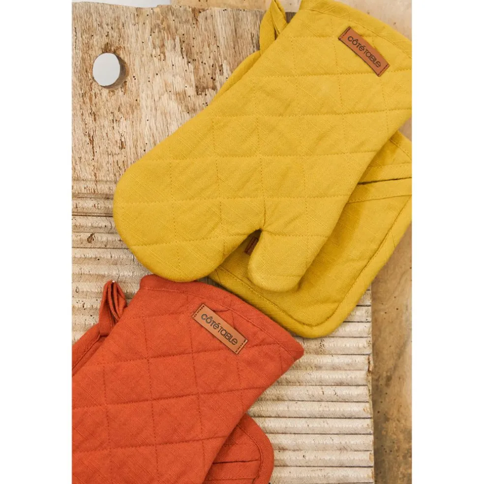 Gant et manique en coton brique - Cellier