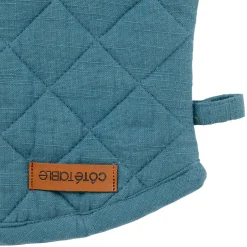 Gant et manique en coton bleu de Prusse - Cellier