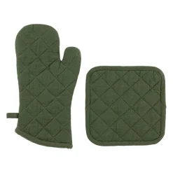 Gant et manique en coton romarin - Cellier