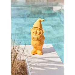 Gnome en céramique jaune - Fleurs