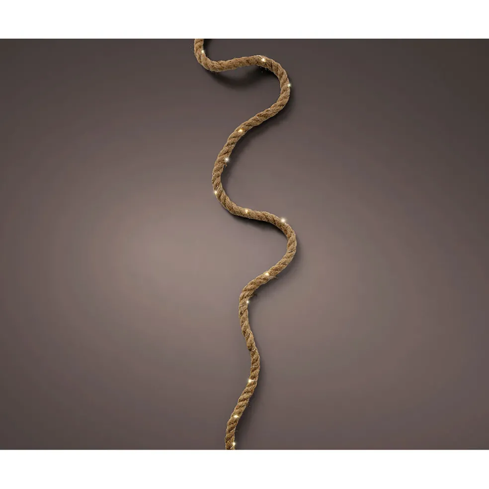 Guirlande solaire câble en jute naturel 5m