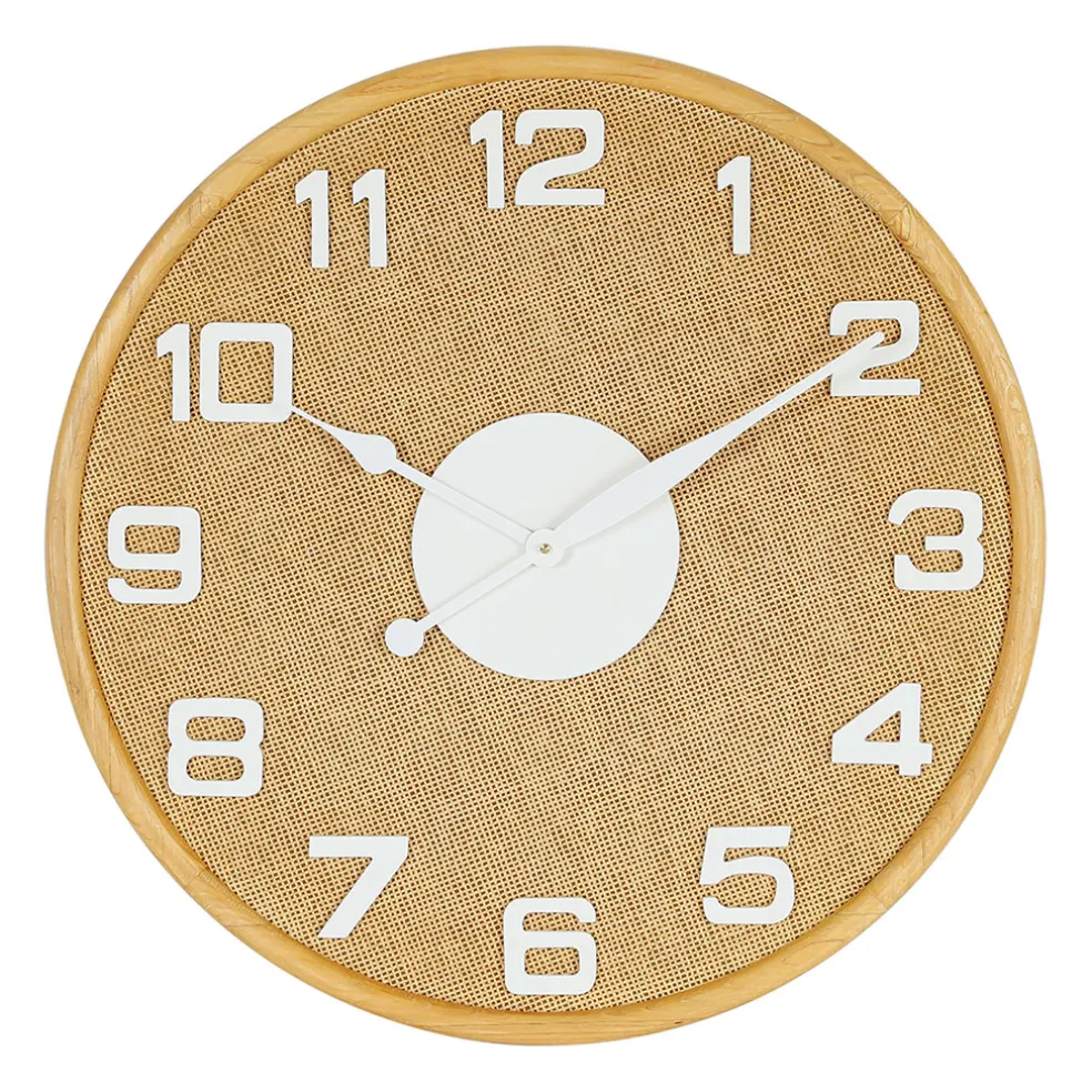 Horloge en bambou naturel et blanc d60cm - Ladret