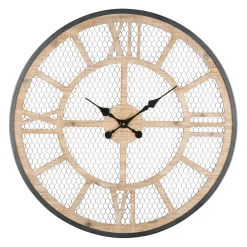 Horloge murale naturel et fer noir D72cm - Atelier
