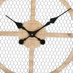 Horloge murale naturel et fer noir D72cm - Atelier