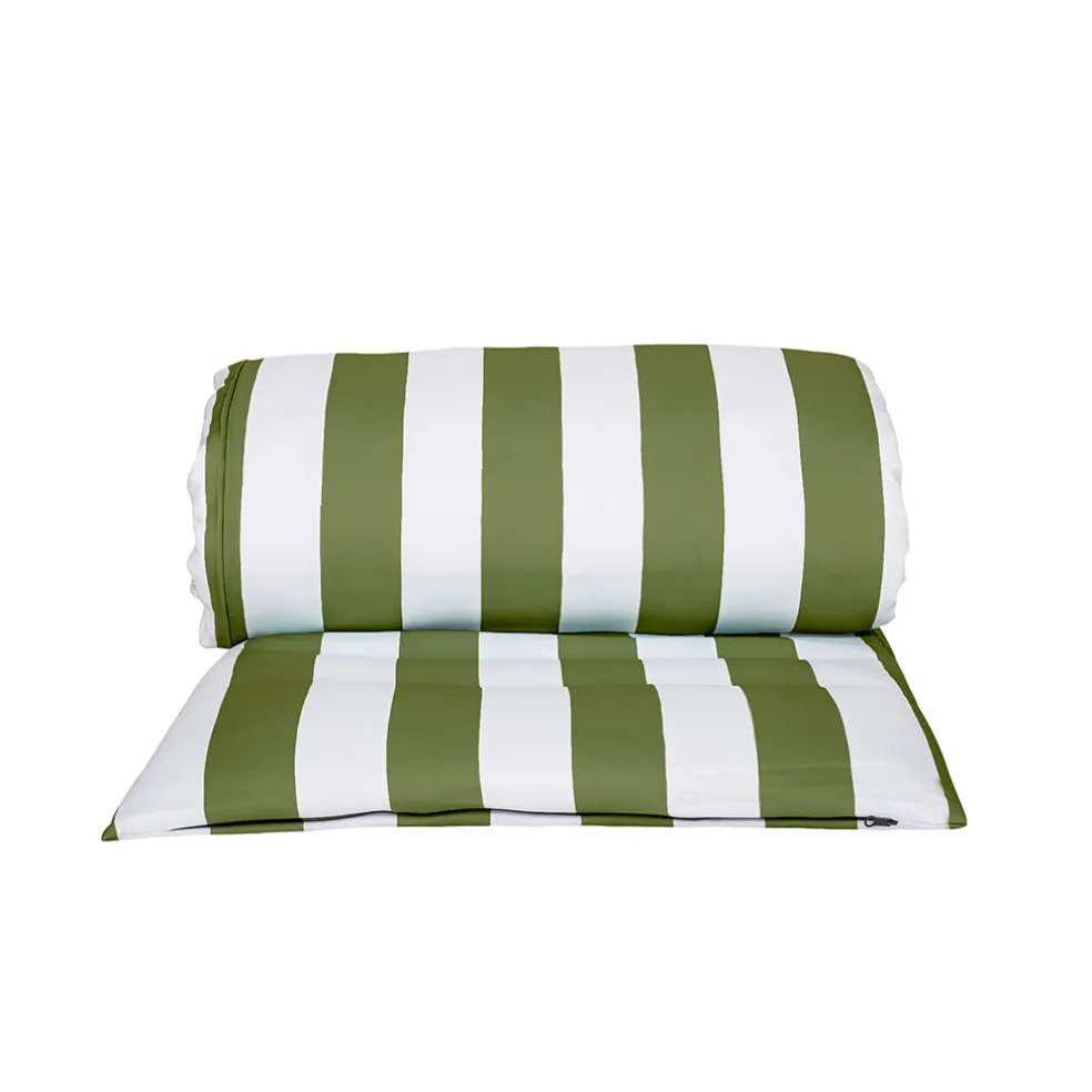 Housse bain de soleil rayée kaki 70x190cm - Riviera