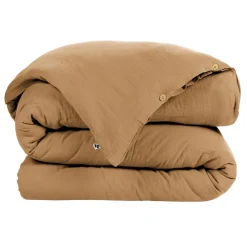 Housse de couette camel en gaze de coton 260x240cm - Gaia