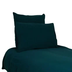 Housse de couette dili bleu de prusse 260x240cm en voile de coton lavé