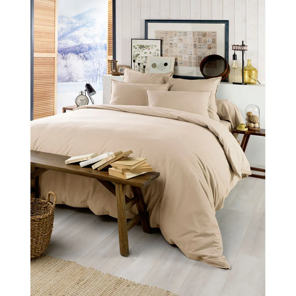 Housse de couette en flanelle sable 240x220cm - Candice