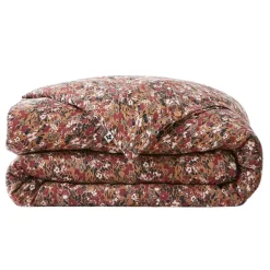 Housse de couette en gaze de coton imprimée camel 240x220cm - Capucine