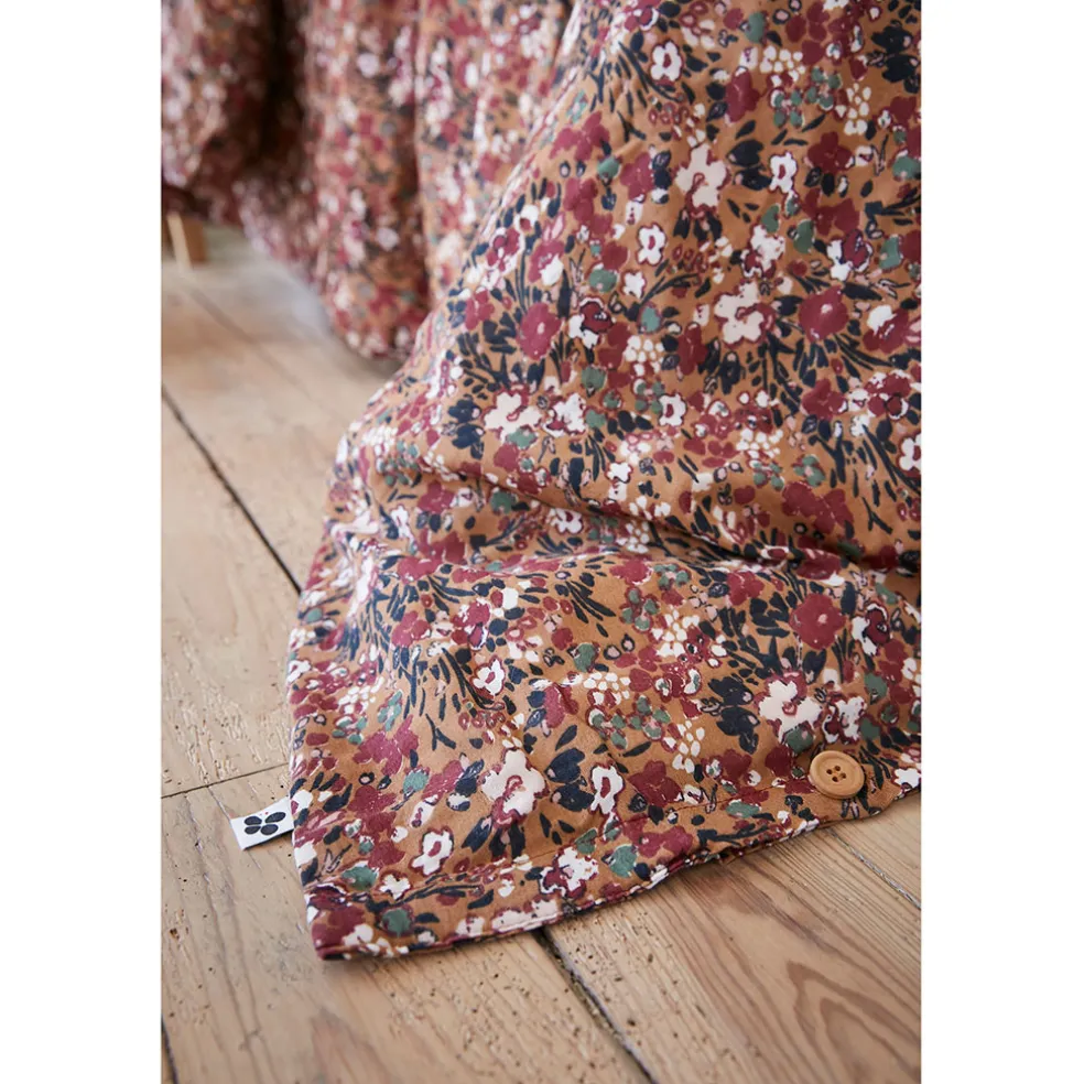 Housse de couette en gaze de coton imprimée camel 260x240cm - Capucine