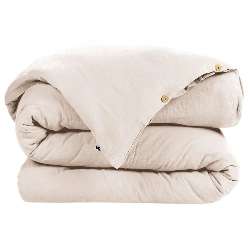 Housse de couette en gaze de coton unie pampa 240x220cm - Gaia