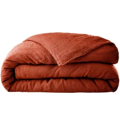 Housse de couette en lin lavé paprika 240x220cm - Soline