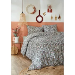 Housse de couette 240x220 cm et 2 taies d'oreiller 60x60cm en coton imprimé fleurs - Malia