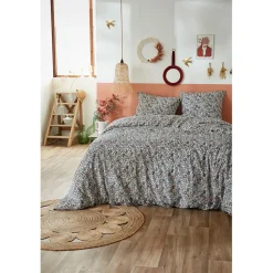 Housse de couette 240x220 cm et 2 taies d'oreiller 60x60cm en coton imprimé fleurs - Malia