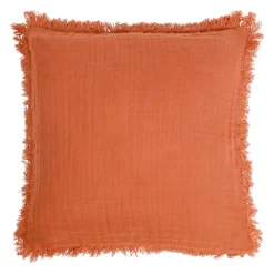 Housse de coussin earth notes terracotta 45x45cm gaze de coton