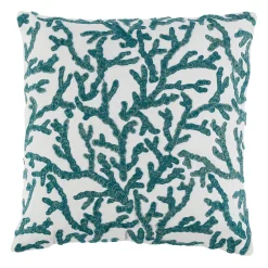 Housse de coussin en coton turquoise corail 45x45cm - Estran