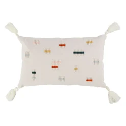 Housse de coussin en coton brodée multicolore 50x30cm - Patchuca
