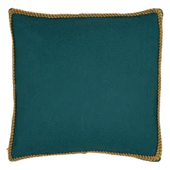 Housse de coussin en coton emeraude et moutarde 45x45cm - Seguia