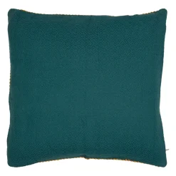 Housse de coussin en coton emeraude et moutarde 45x45cm - Seguia