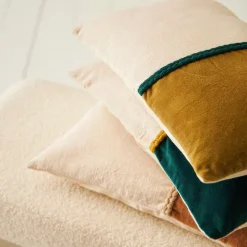 Housse de coussin en coton emeraude et beige 50x30cm - Manarola