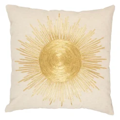 Housse de coussin en coton et lin blanc 45x45cm - Soleil